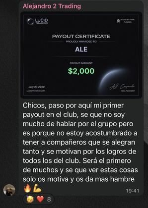 Resultado de un alumno del Club