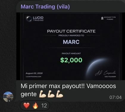 Resultado de un alumno del Club