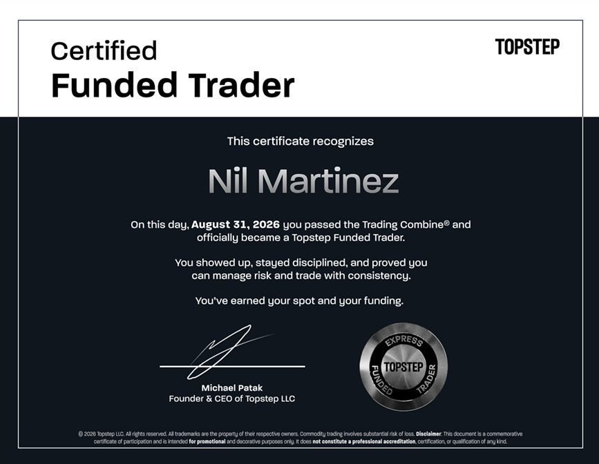 Certificado Topstep Certified Funded Trader