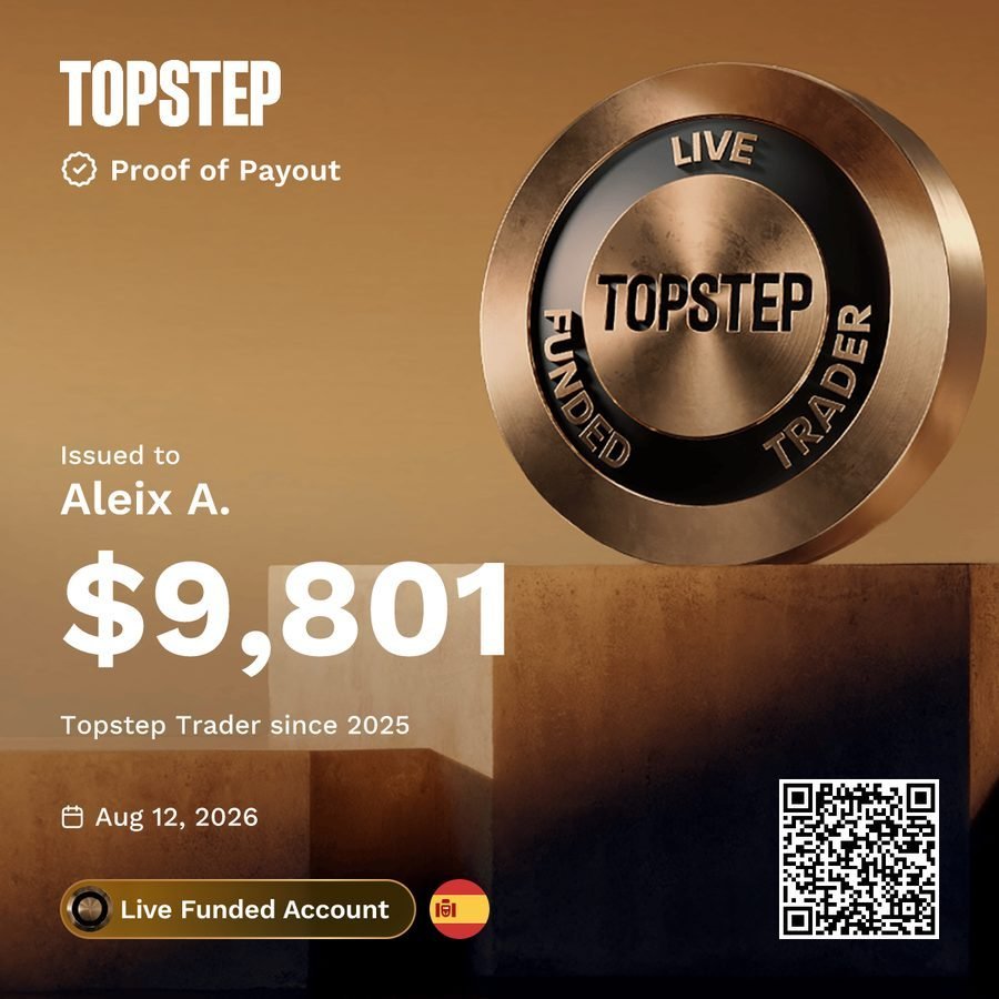 Prueba de payout de Topstep por 9.801 dólares, 12 de agosto de 2026